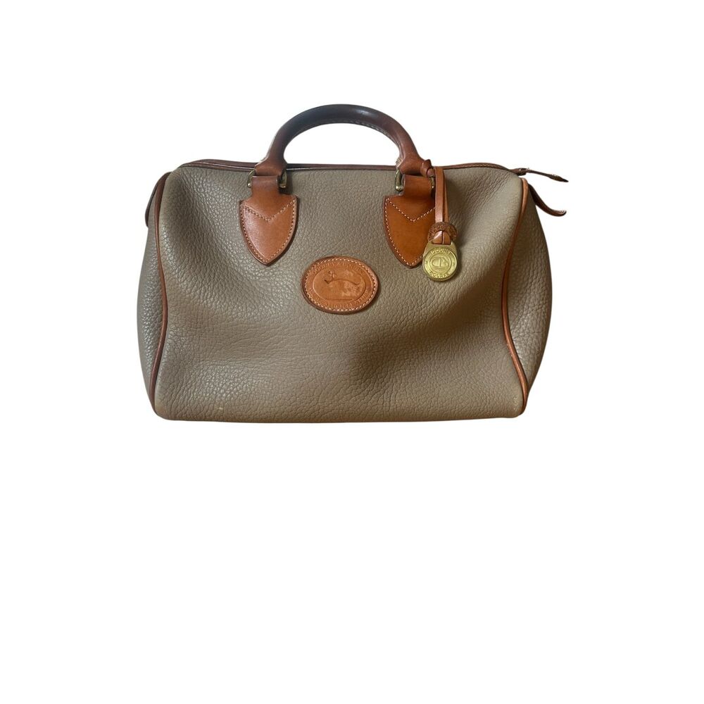 VTG Dooney & Bourke All Weather Leather Satchel Taupe Tan Doctor Bag Made in USA